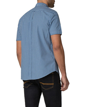 Short-Sleeve Gingham Shirt - Sky Blue