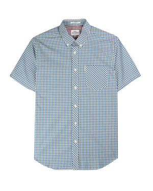 Short-Sleeve Gingham Shirt - Dark Blue