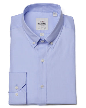 Blue Solid Oxford Slim Fit Dress Shirt