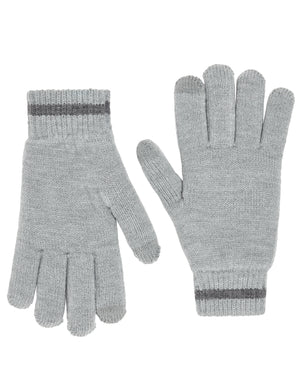 Chenille-Lined Knit Gloves - Charcoal
