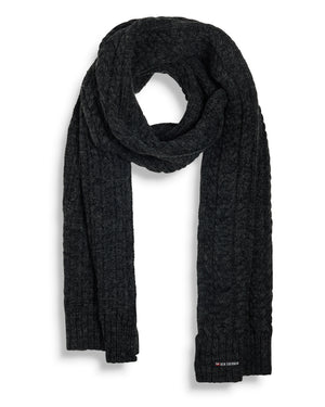 Cable Knit Oblong Scarf - Black