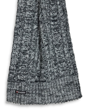 Speckle Flat Knit Scarf with Rib Edge - Charcoal