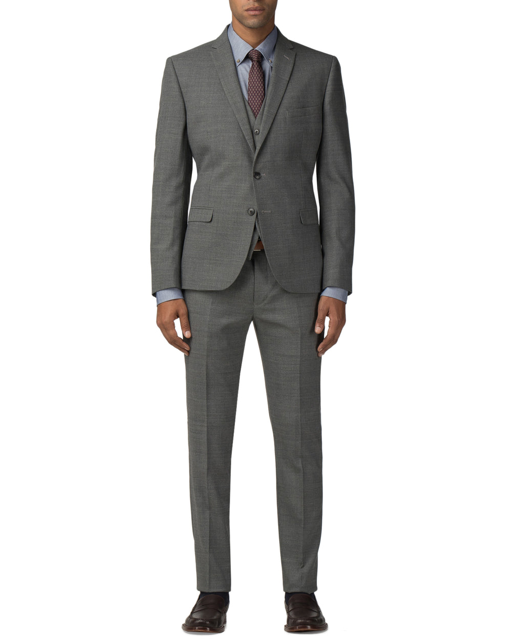 High-Twist Texture Camden Fit Suit Trouser - Grey