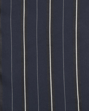 Short-Sleeve Satin Stripe Shirt - Navy Blazer