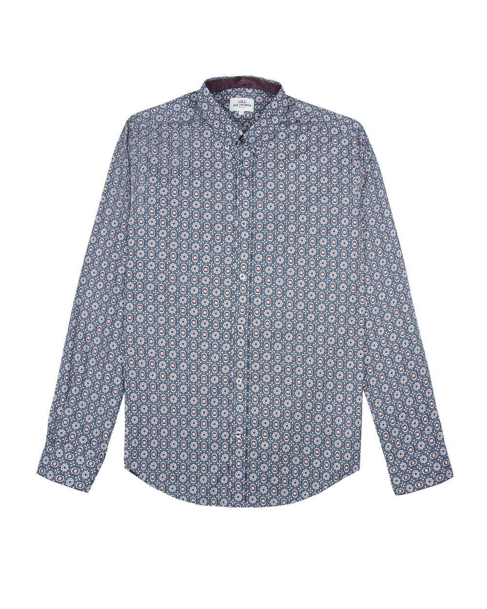 Long-Sleeve Foulard Geo Shirt - Navy
