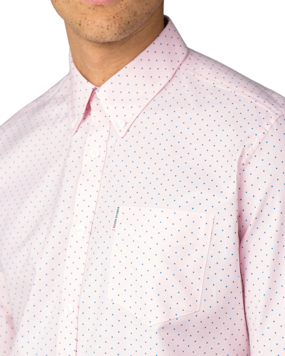 Long-Sleeve Polka Dot Oxford Shirt - Pink