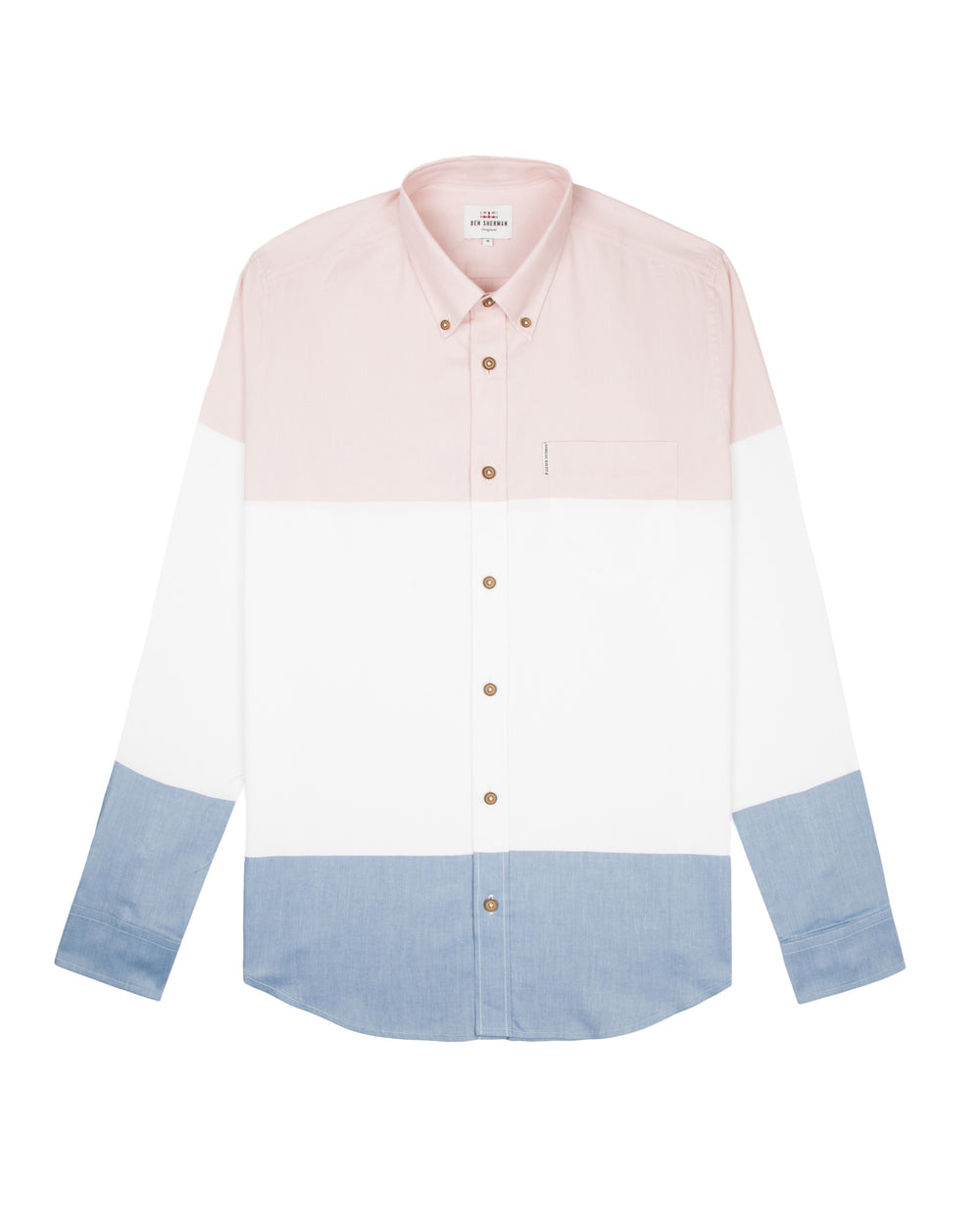 Long-Sleeve Pink White & Blue Striped Oxford Shirt - Pink