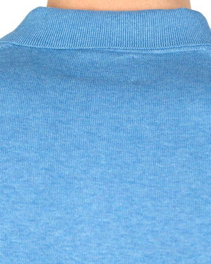 Long-Sleeved Knit Polo Shirt - Jazzy Blue