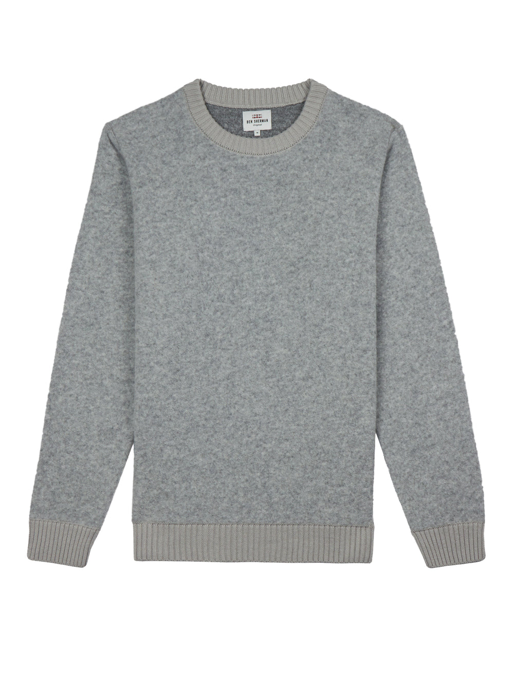 Boucle Knit Crewneck Sweater - Grey