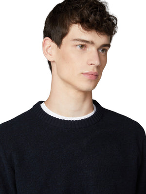 Boucle Knit Crewneck Sweater - Dark Navy