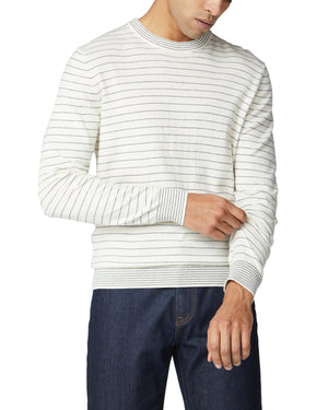 Fine Stripe Knit Crewneck Sweater - Off White