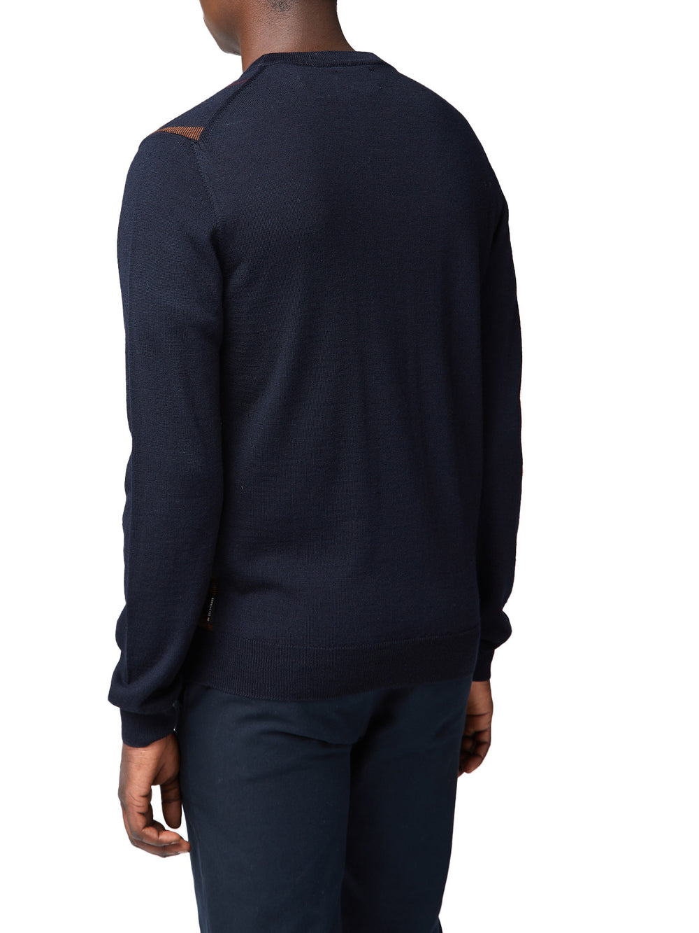 Check Front Crewneck Sweater - Midnight