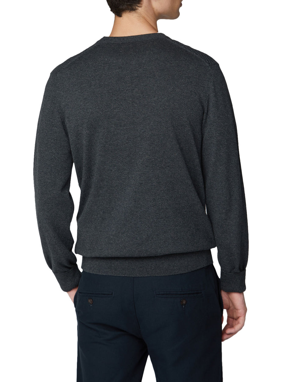 Textured Knit Crewneck Sweater - Grey