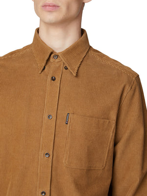 Long-Sleeve Cord Overshirt - Tan