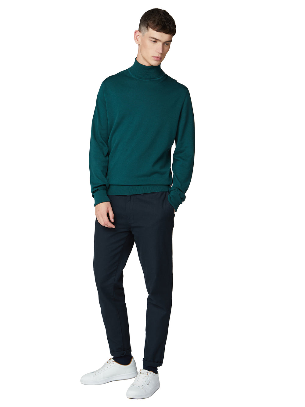 Cotton Roll Neck Sweater - Green