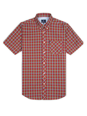 Short-Sleeve Check Shirt - Red