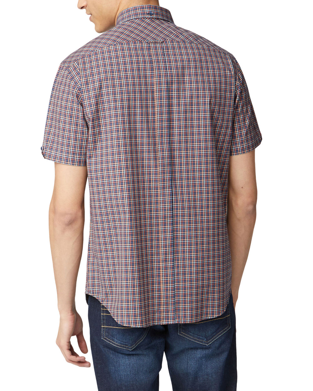 Short-Sleeve Mini Gingham Shirt - Peach