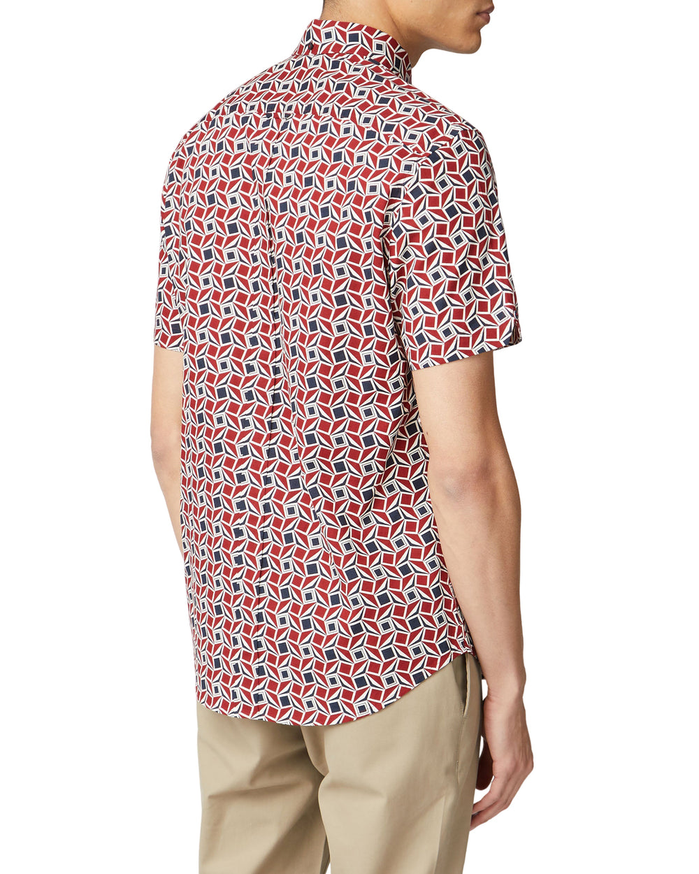 Short-Sleeve Retro Geo Shirt - Red