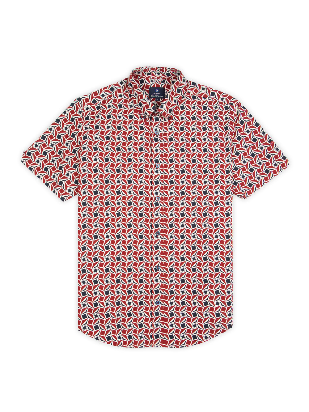 Short-Sleeve Retro Geo Shirt - Red - Ben Sherman