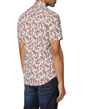 Short-Sleeve Paisley Shirt - Ecru