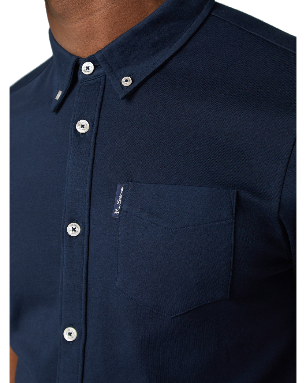 Button-Through Jersey Shirt - Dark Navy