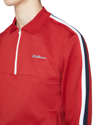 Mod Tape Tricot Quarter-Zip Pullover - Red