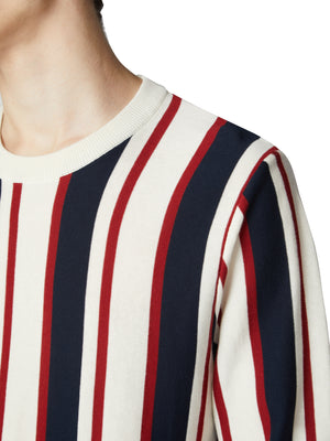 Knitted Mod Stripe Crewneck Sweater - Ivory