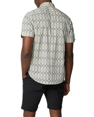 Short-Sleeve Retro Print Shirt - Ecru