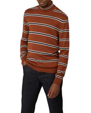 Stripe Roll Neck Sweater - Chestnut
