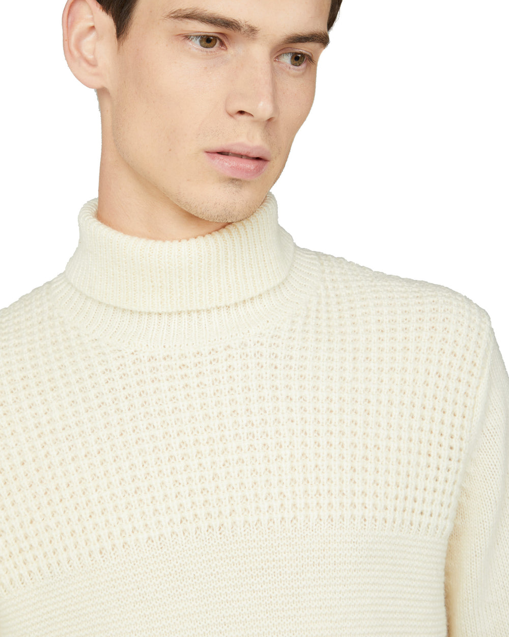 Textured Roll Neck Sweater - Ivory