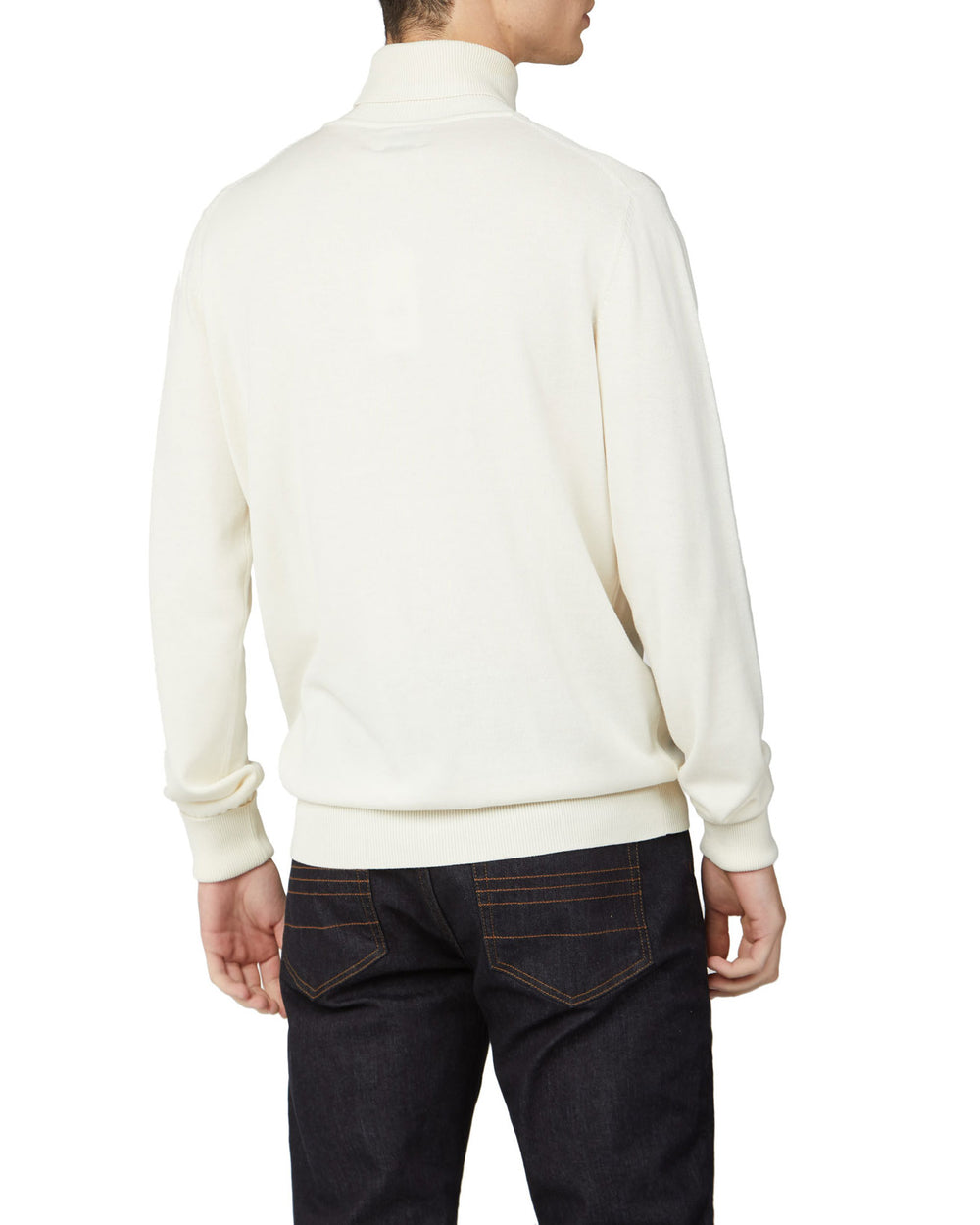 Signature Cotton Roll Neck Sweater - Ivory - Ben Sherman