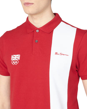 Team GB Men's Block-Stripe Polo - Red