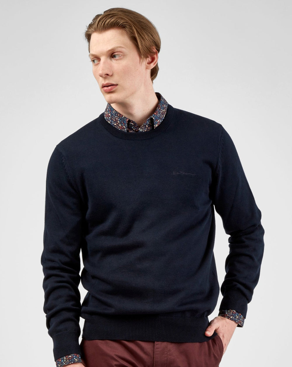 Signature Knit Crewneck Sweater - Dark Navy - Ben Sherman