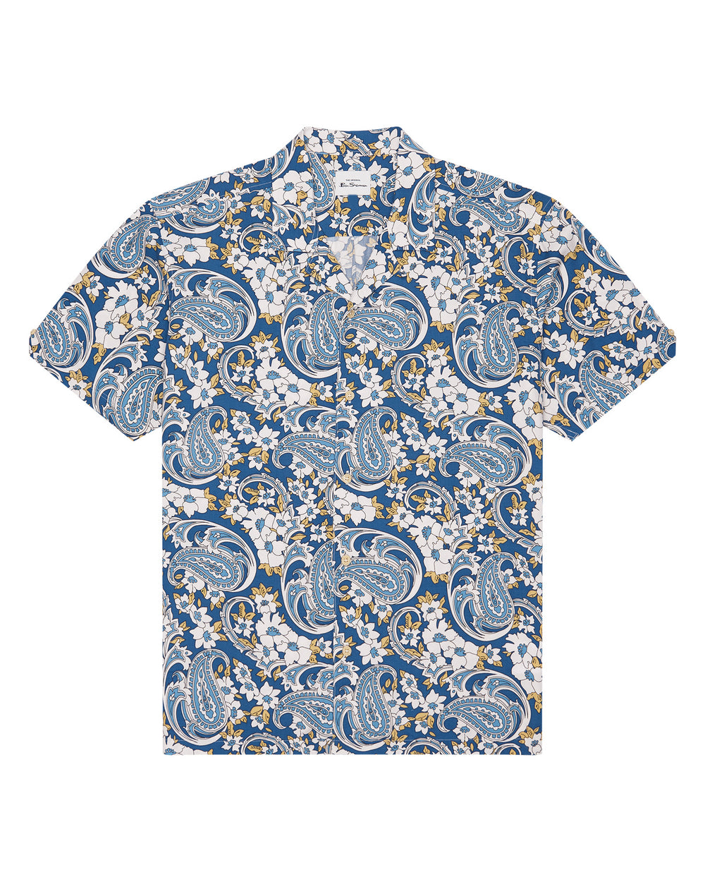 Short-Sleeve Floral-Paisley-Print Shirt - Airforce