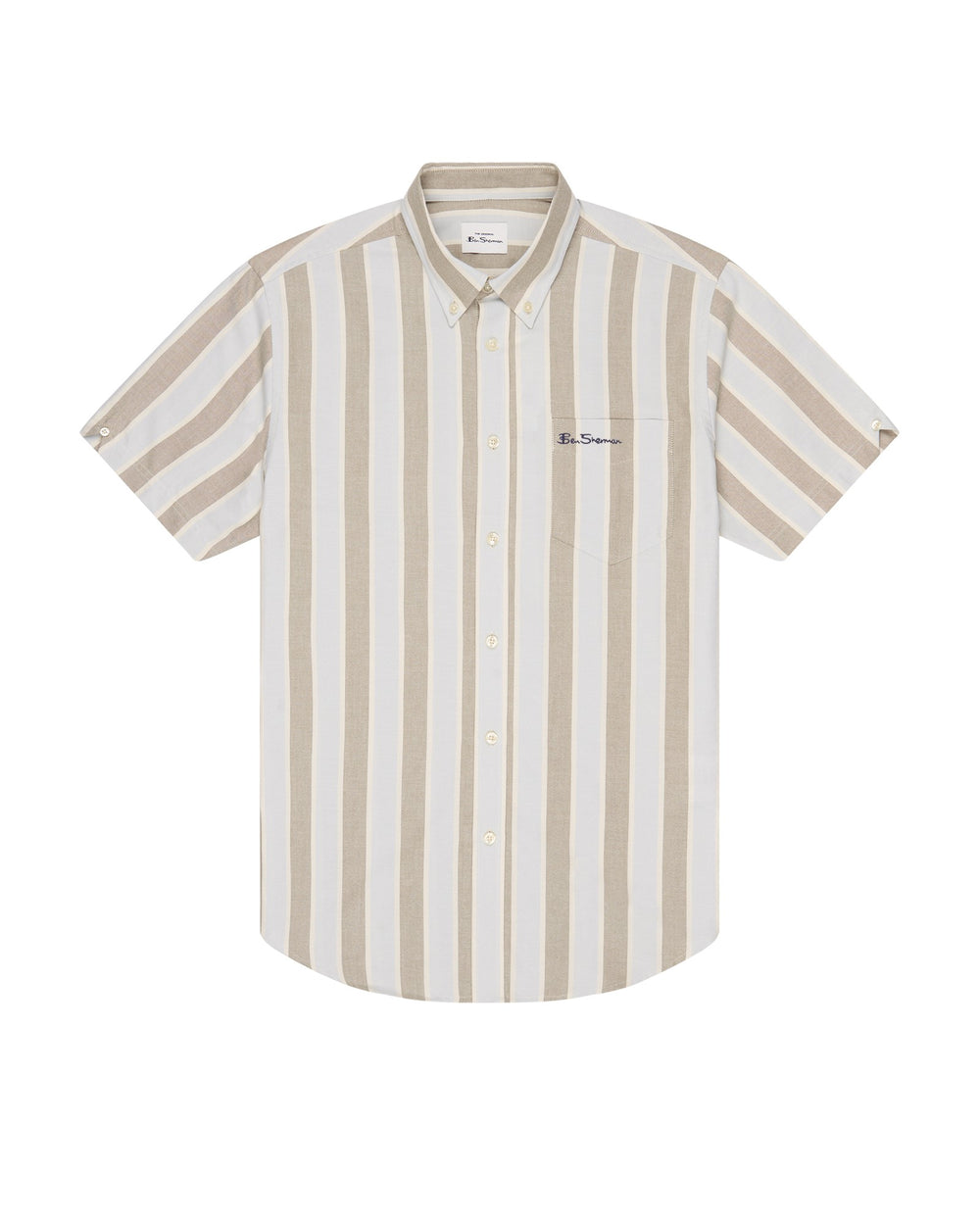 Short-Sleeve Block-Stripe Shirt - Olive