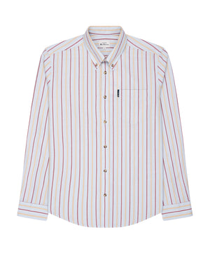 Long-Sleeve Laundered Oxford Stripe Shirt - Sky