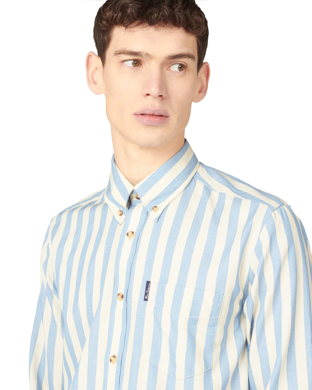 Long-Sleeve Candy-Stripe Shirt - Riviera Blue