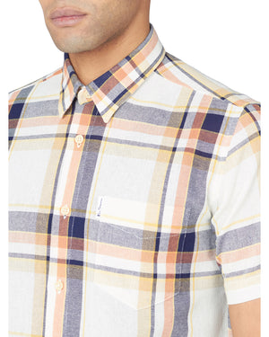 Short-Sleeve Large-Check Oxford Shirt - Anise