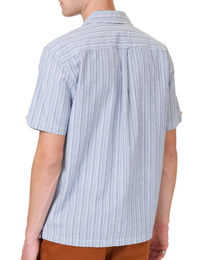 Short-Sleeve Seersucker Check Shirt - Mood Indigo