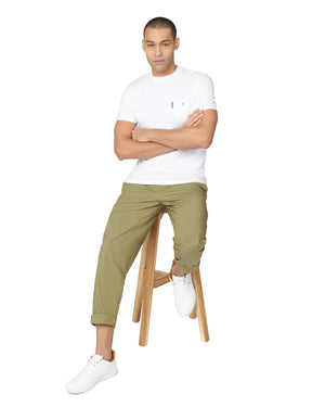 Poplin Relaxed-Taper Pleated Trouser - Olive
