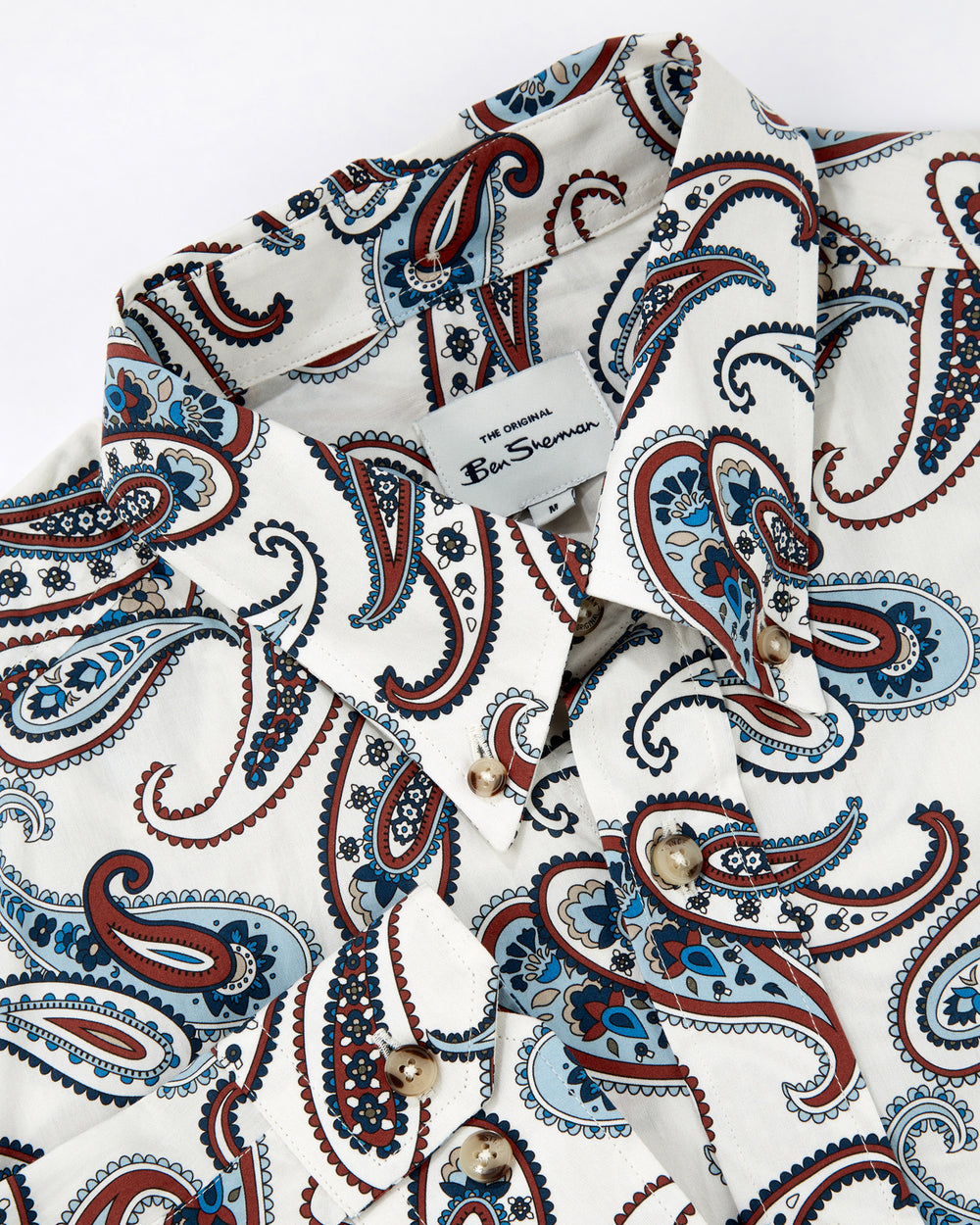 Long-Sleeve Large Paisley-Print Shirt - Ivory