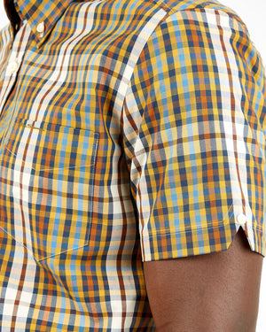 Short-Sleeve Linear Check Shirt - Dijon