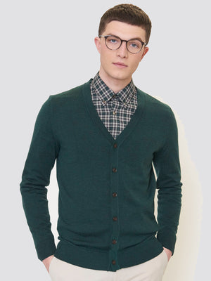 Signature Merino Cardigan Sweater - Dark Green