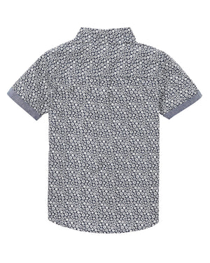 Boys' Navy/White Short-Sleeve Button-Down Shirt (Sizes 4-7)