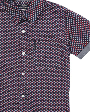 Boys' Navy Short-Sleeve Button-Down Shirt (Sizes 8-18)