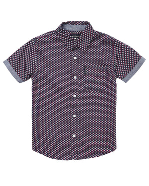 Boys' Navy Short-Sleeve Button-Down Shirt (Sizes 4-7)