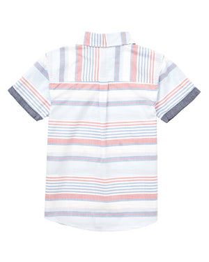 Boys' Red/Blue/White Short-Sleeve Button-Down Shirt (Sizes 8-18)