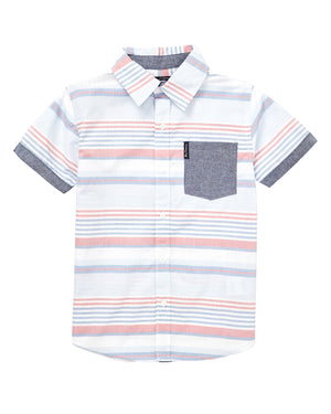 Boys' Red/Blue/White Short-Sleeve Button-Down Shirt (Sizes 8-18)