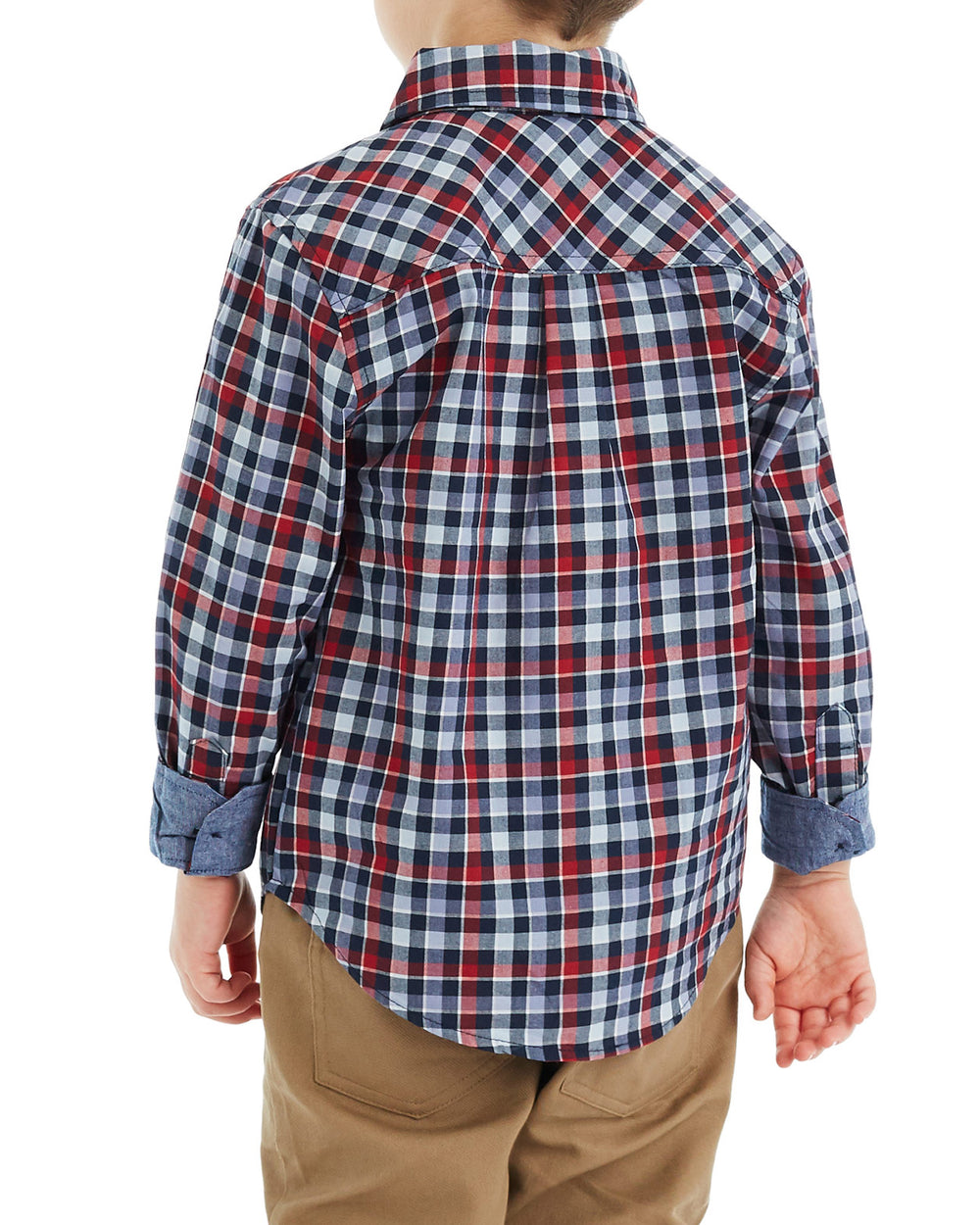 Boys' Red/Blue Long-Sleeve Plaid Button-Down Shirt (Sizes 4-7)