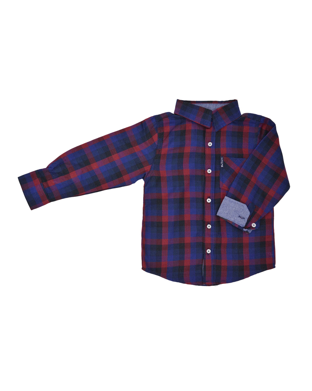 Boys' Black/Blue/Red Plaid Button-Down Shirt (Sizes 4-7) - Ben Sherman